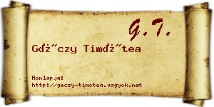 Géczy Timótea névjegykártya